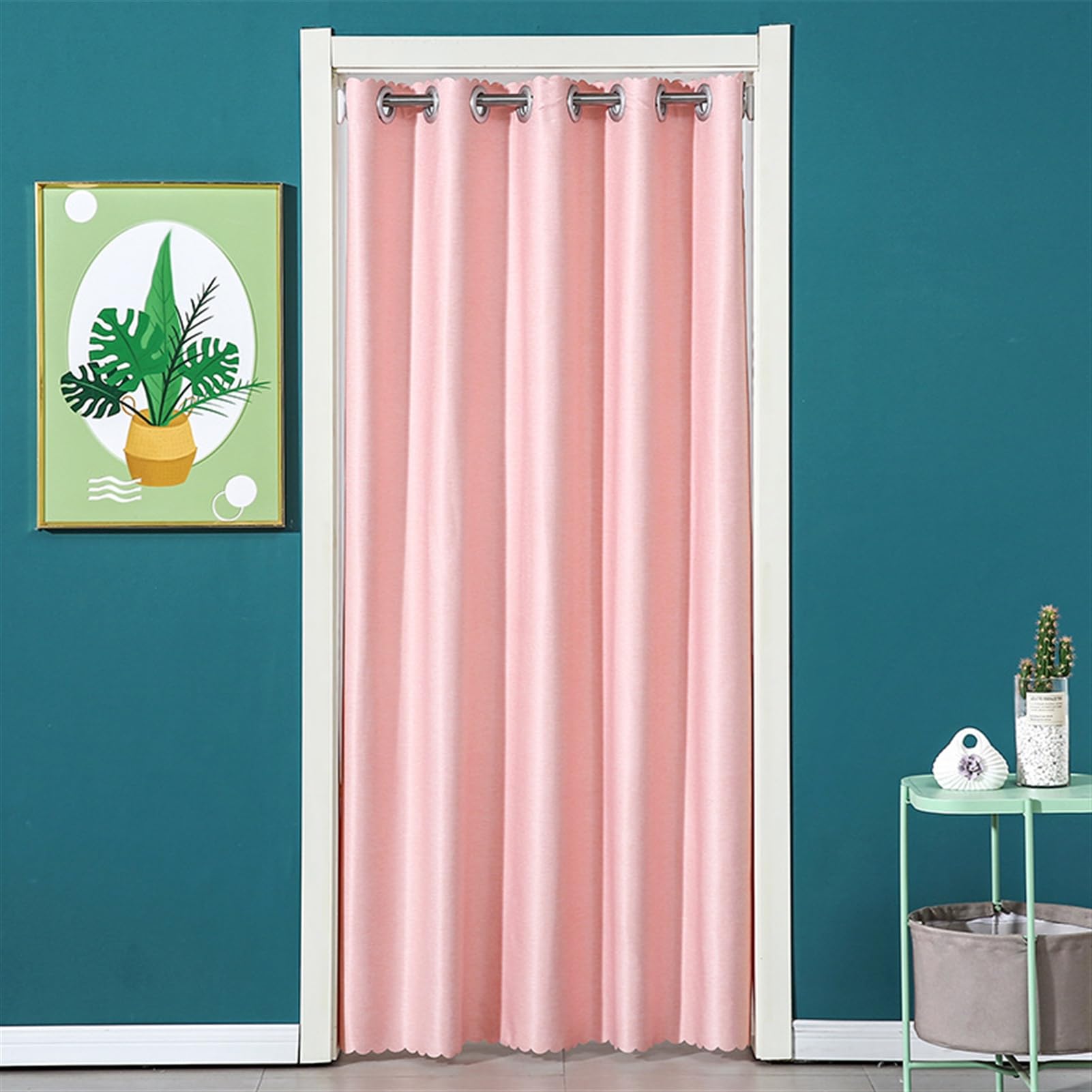 Isolation thermique rideau de porte occultant rose bloquant le froid et la lumière