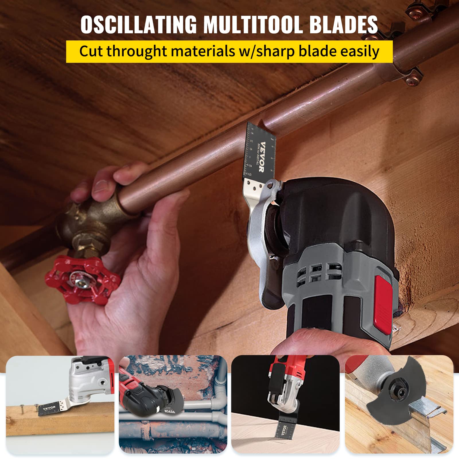 VEVOR Kit Scie à Outil Oscillant 7 Types de Lames Lame Outil Multifonction Oscillante Acier Inoxydable Lames de Scie Multi-outils Universelles Oscillantes 45-47HRC pour Faciliter le Processus de Coupe