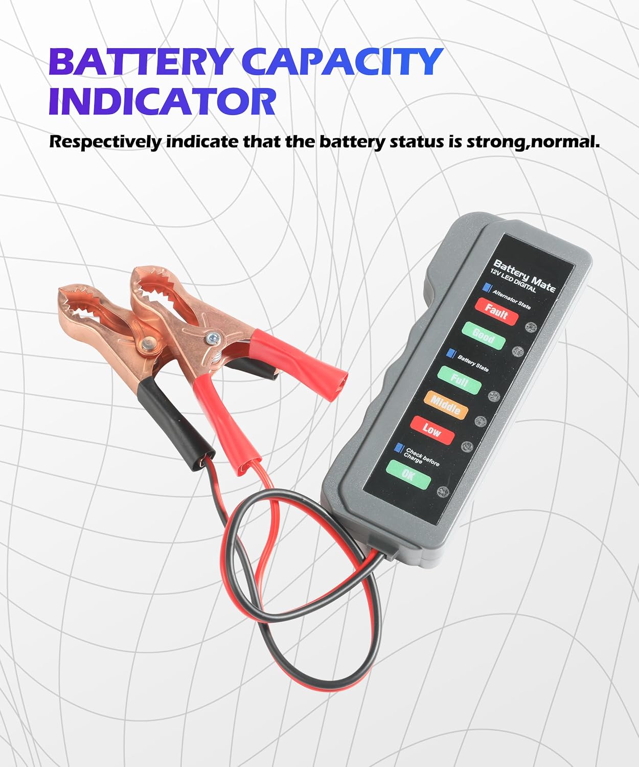 SCUARI Car Battery Tester,Car Accessories Relay Tester,12V Automotive Digital Battery Alternator Tester with LED Indication,Vehicle Battery Condition Detector,Suitable for Most Cars,Trucks,SUVs,Vans