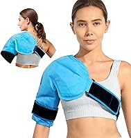 Vista 10 de Bolsa de hielo para cuello y hombros para aliviar el dolor, envoltura de gel reutilizable extra grande para caliente y frío, terapia para manguito