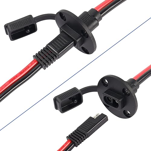 Miniatura 5 de CERRXIAN Cable solar de panel de montaje empotrado SAE de 1.0 ft 10 awg y cable de extensión de puerto de pared lateral SAE a SAE de conexión rápida