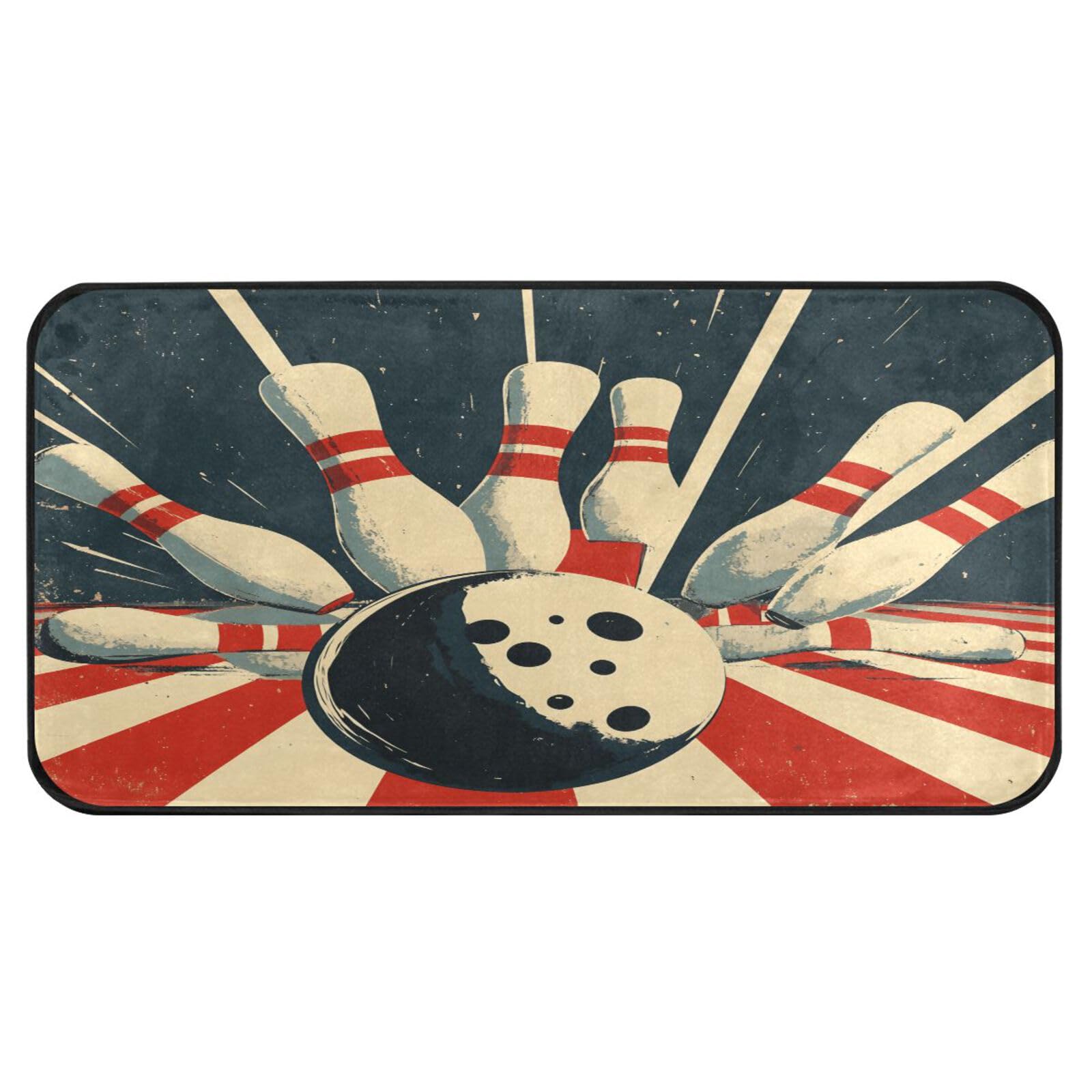 Paillasson rétro de qualité supérieure avec boule de bowling tapis 99 x 50 cm