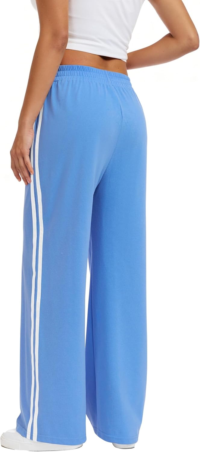 Womens Track Pants Athletic Running Pants Sweatpants Straight Leg Cotton Fold-Over Sports Jogging Striped Loose Fit - Image 3