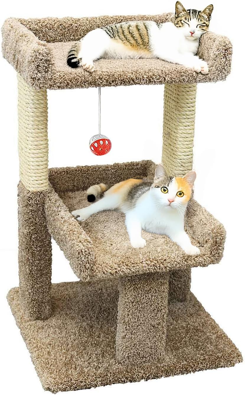 New Cat Condos Large Cat Play Perch Tree - 2-Level Sturdy Sisal Scratching Post for Big Cats, USA Made