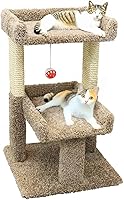 New Cat Condos Large Cat Play Perch Tree - 2-Level Sturdy Sisal Scratching Post for Big Cats, USA Made