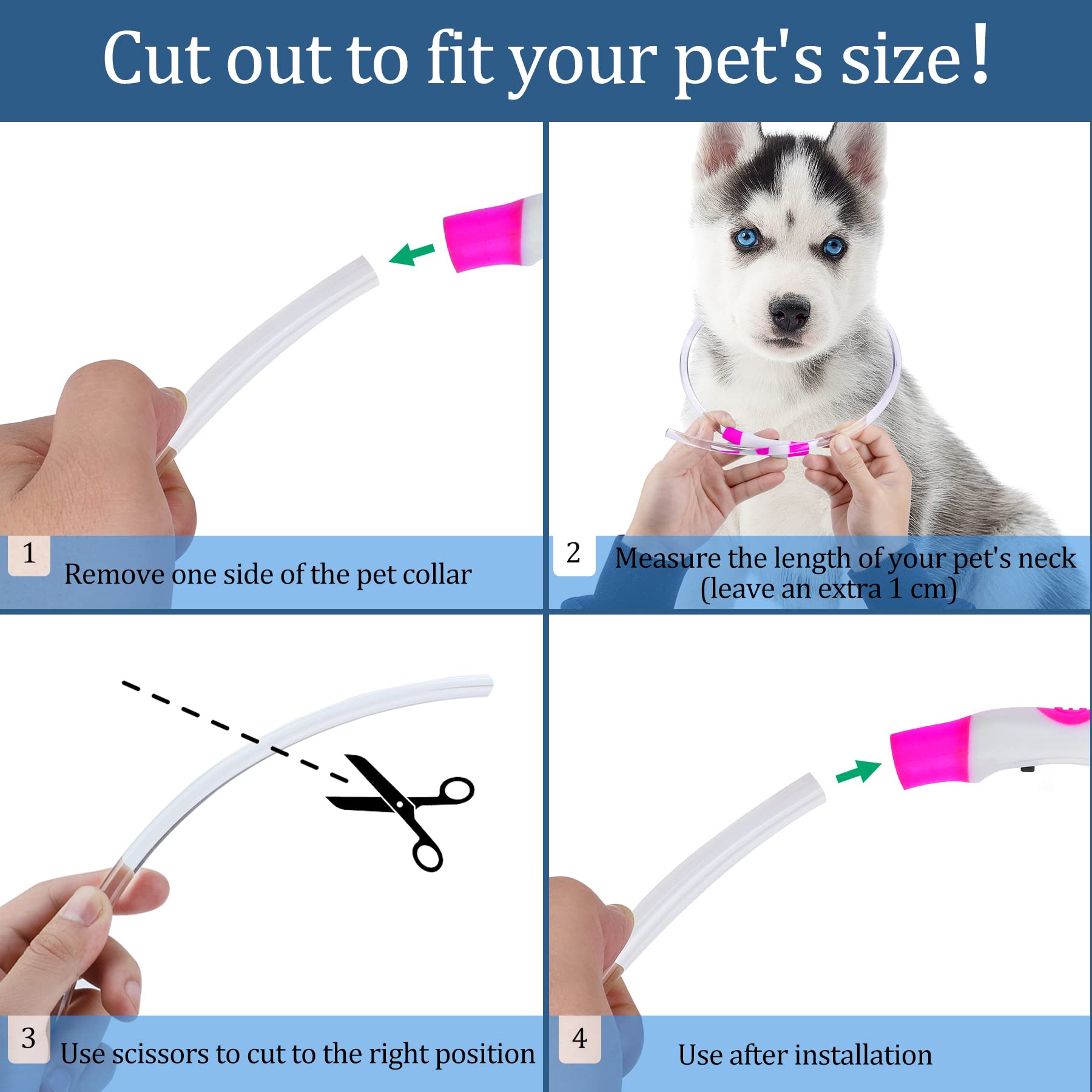 Coolzon Collare Luminoso per Cani USB Ricaricabile, Collare Cane Luminoso Impermeabile con 3 Modalità Di Luce, Regolabile Collare LED per Cani Gatti Taglia Piccola Media Grande, Rosa