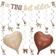 Espresso Martini Decor, Glitter Banner Hanging Swirl Decorations Heart Shaped Balloon for A Tiny Bit Older Birthday Decoration Martini Bachelorette Bridal Shower Party Decorations Brown