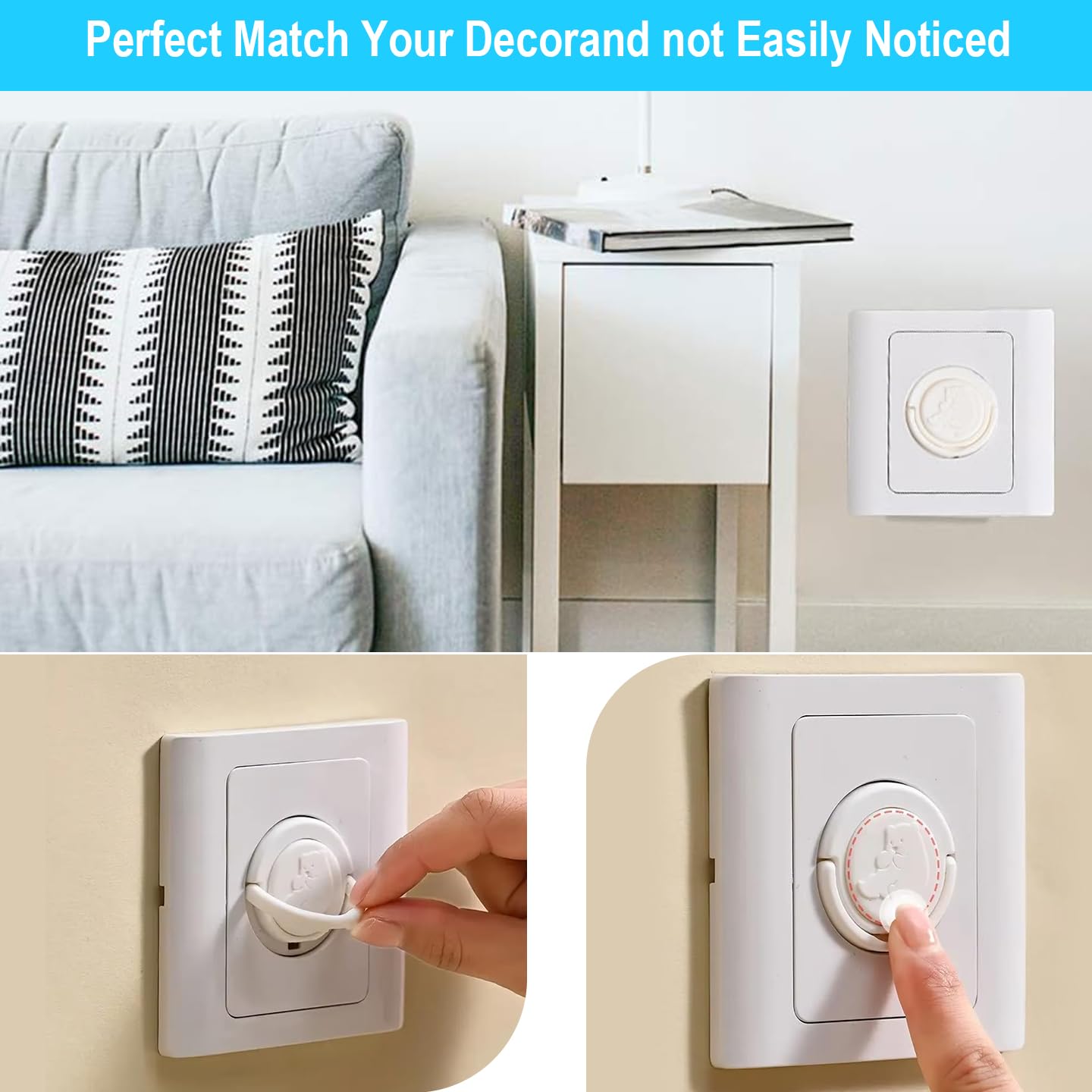Paquete de 10 cubiertas de enchufe estándar europeo para niños, color blanco, protector eléctrico duradero, protector eléctrico de seguridad y cubiertas de enchufe, fácil instalación — view 5