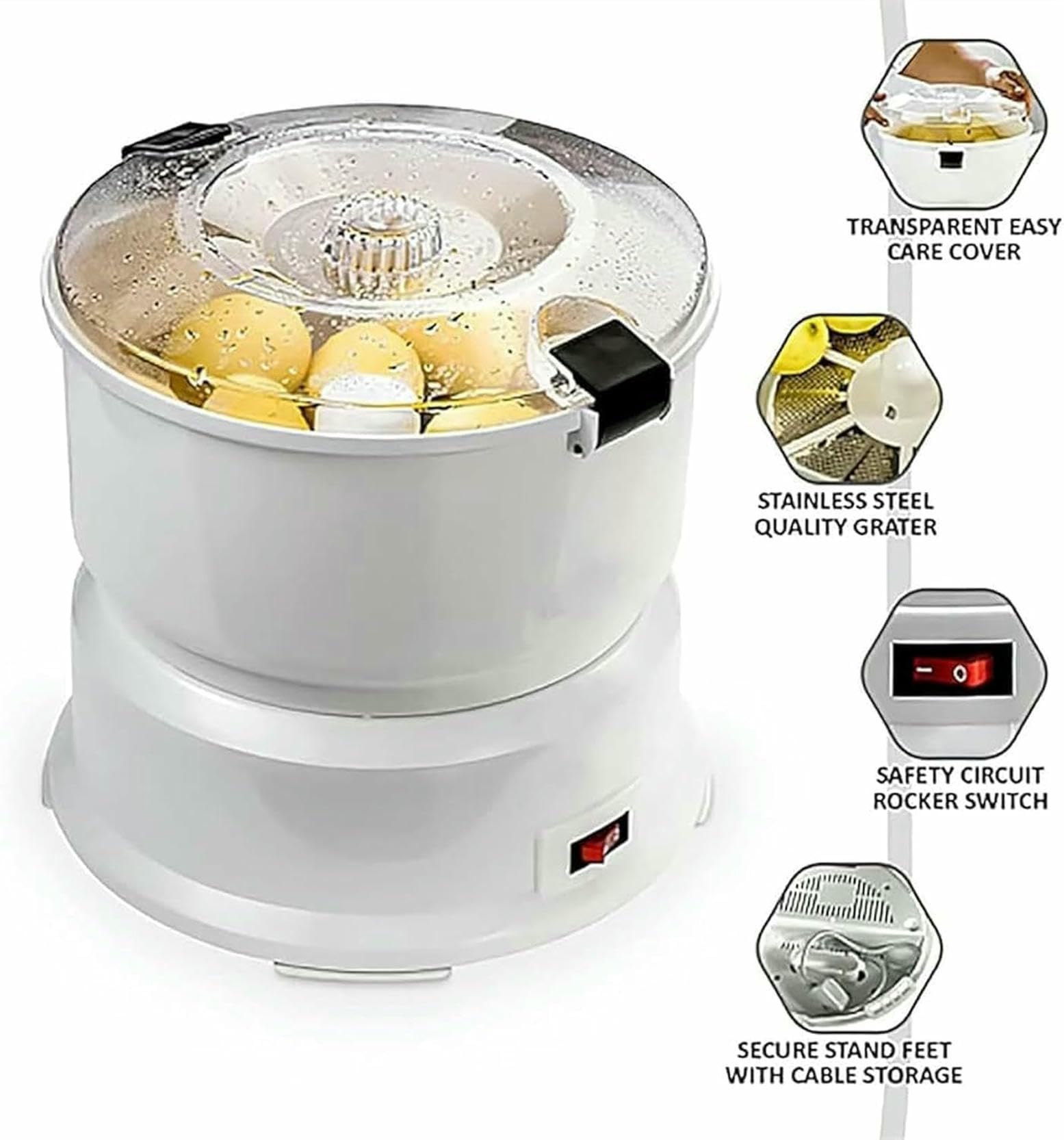 Pelador de patatas eléctrico, pelador de patatas, pelador de verduras totalmente automático con recipiente, rotador de ensaladas de un solo toque, capacidad de 1 kg, pelado rápido y ahorro de tiempo