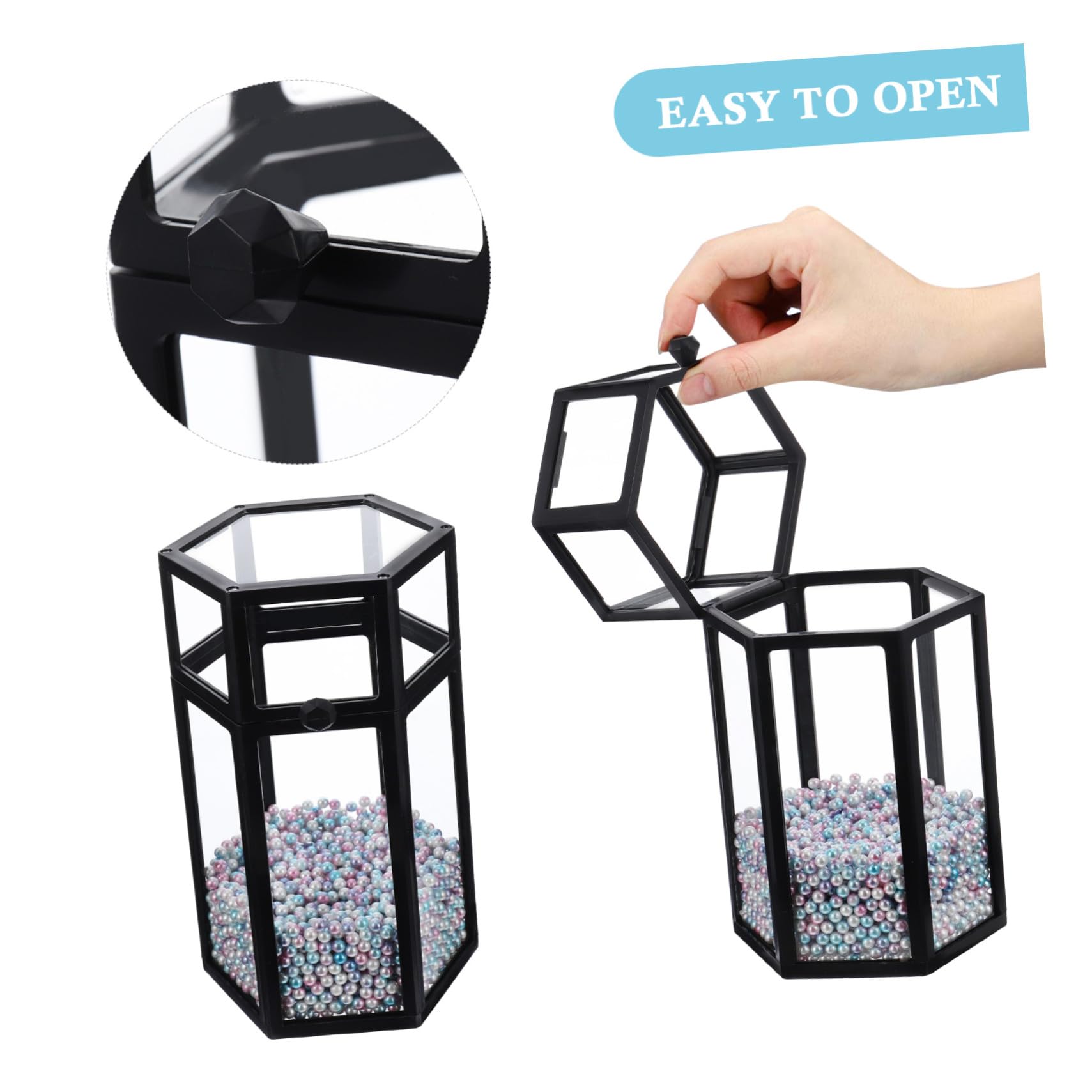 Porta Pennelli Cosmetici in Vetro Coperchio Decorativo per Toeletta Organizer per Eyeliner da Scrivania Contenitore per Pennelli in Vetro