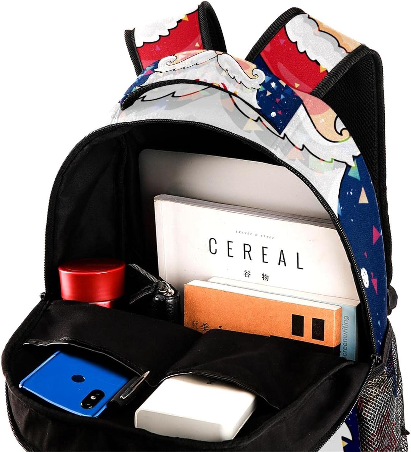 [WOSHJIUK] スクールバックパックトラベルバッグ、サンタクロースメリークリスマス、アウトドア ウォーク用デイパック スモール