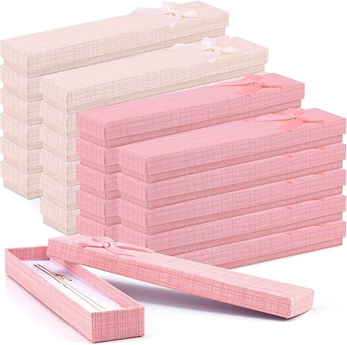 Miniatura 8 de 24 cajas de regalo de joyería, caja de regalo de papel de cartón relleno de algodón, cajas de regalo a granel, collar, aretes, pulsera, anillo con