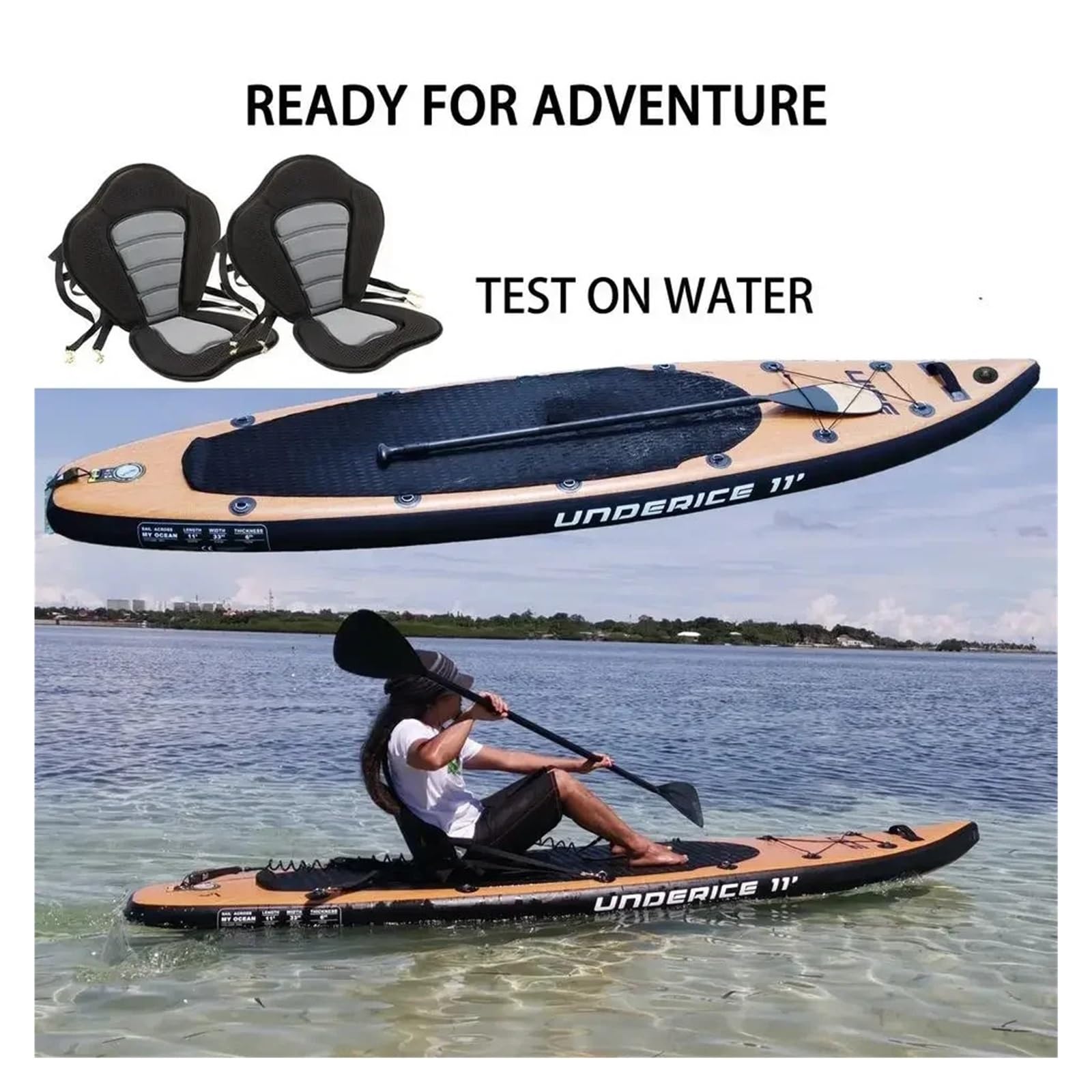 Kajaksitz, Bootssitz, Kajakzubehör, aufblasbare Paddle-Board-Rückenlehne, weiche, rutschfeste Basis, verstellbare Rückenlehne Universal Kajak Sitz