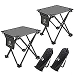 Opliy Camping Stool 2 Pack,13.5 Inch Portable Folding Stool for Outdoor Gardening and Beach Hiking Fishing,Foot Stool with Carry Bag (Gray)