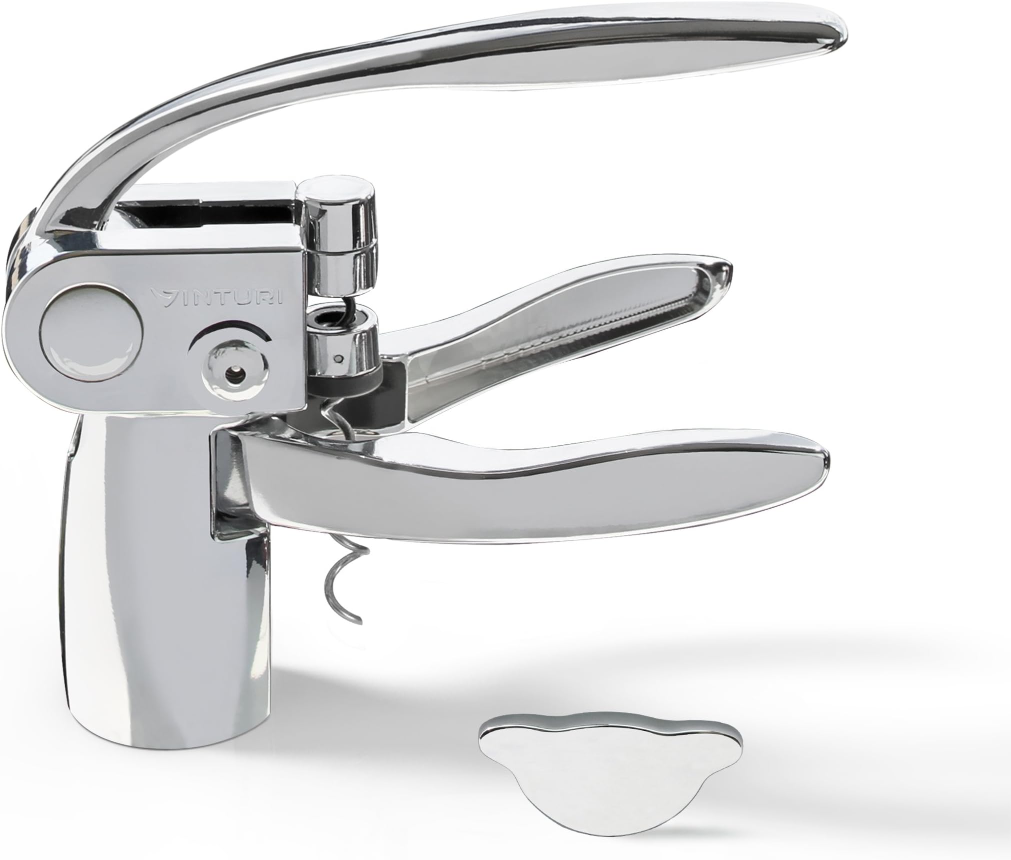 Vinturi Lever Wine Opener Set made of Premium Chrome Wine Corkscrew with Replacement Spiral and Foil Cutter with Sleek, Durable Die-Cast Metal Design