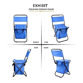 LEADALLWAY Fishing Chair with Cooler Bag Foldable Compact Fishing Stool,Blue