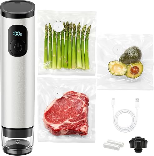 Premium Metal Handheld Vacuum Sealer, Vacuum Sealer for Food with Power Display 