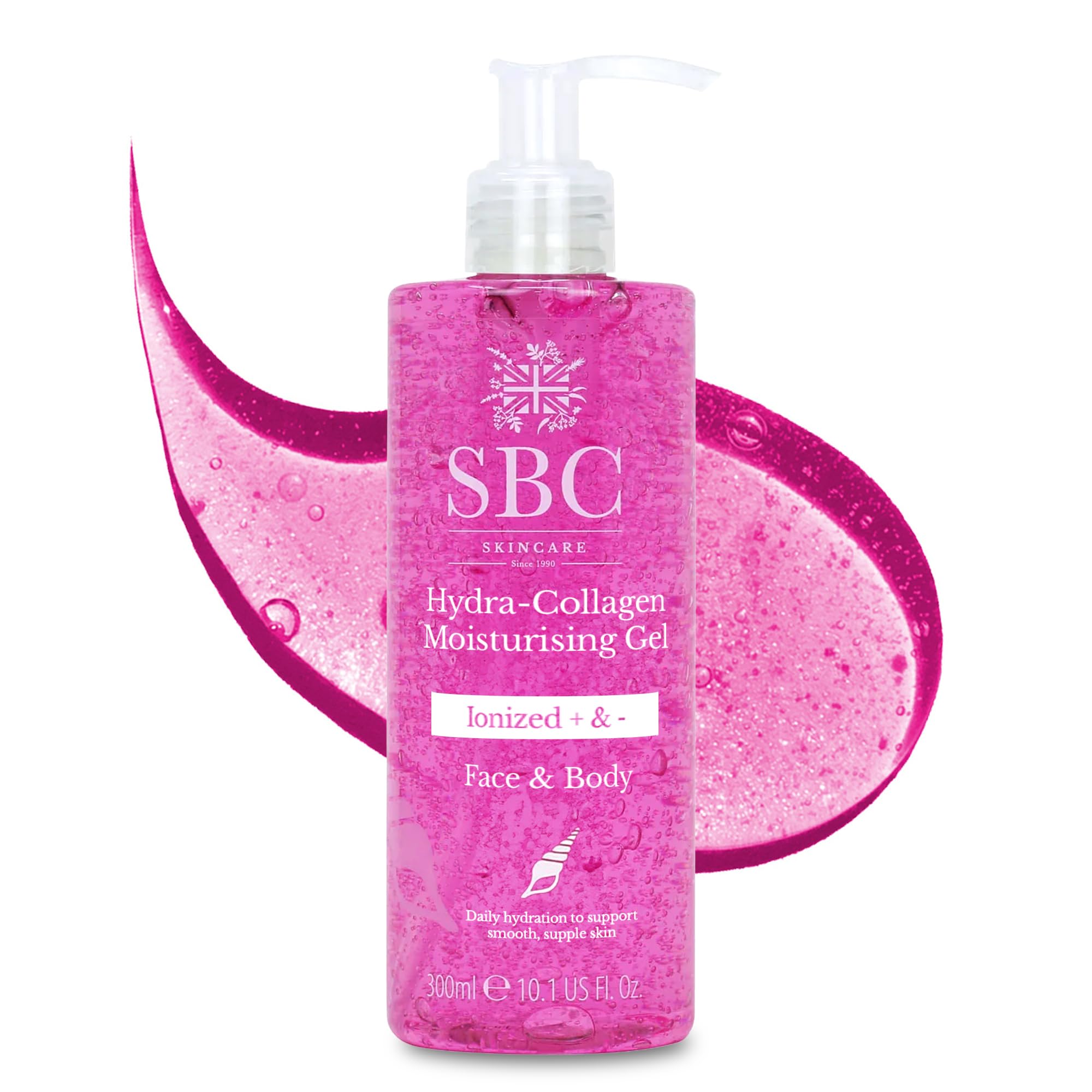 SBC Skincare Hydra-Collagen Moisturising Gel - 300ml | Anti-Ageing Collagen Gel | Oil-Free Lightweight Face And Body Moisturiser Gel | Collagen Skincare Gel | Collagen Body Lotion