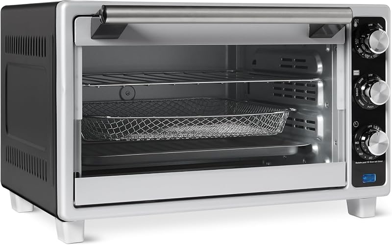 6-Slice 23-QT Toaster Oven with Built-In Air Fryer, 7-In-1 Cooking Options, 60-Min Timer & Adjustable Temperature (200°F - 450°F), With Accessories, 1500W, Stainless Steel, Silver/Gray