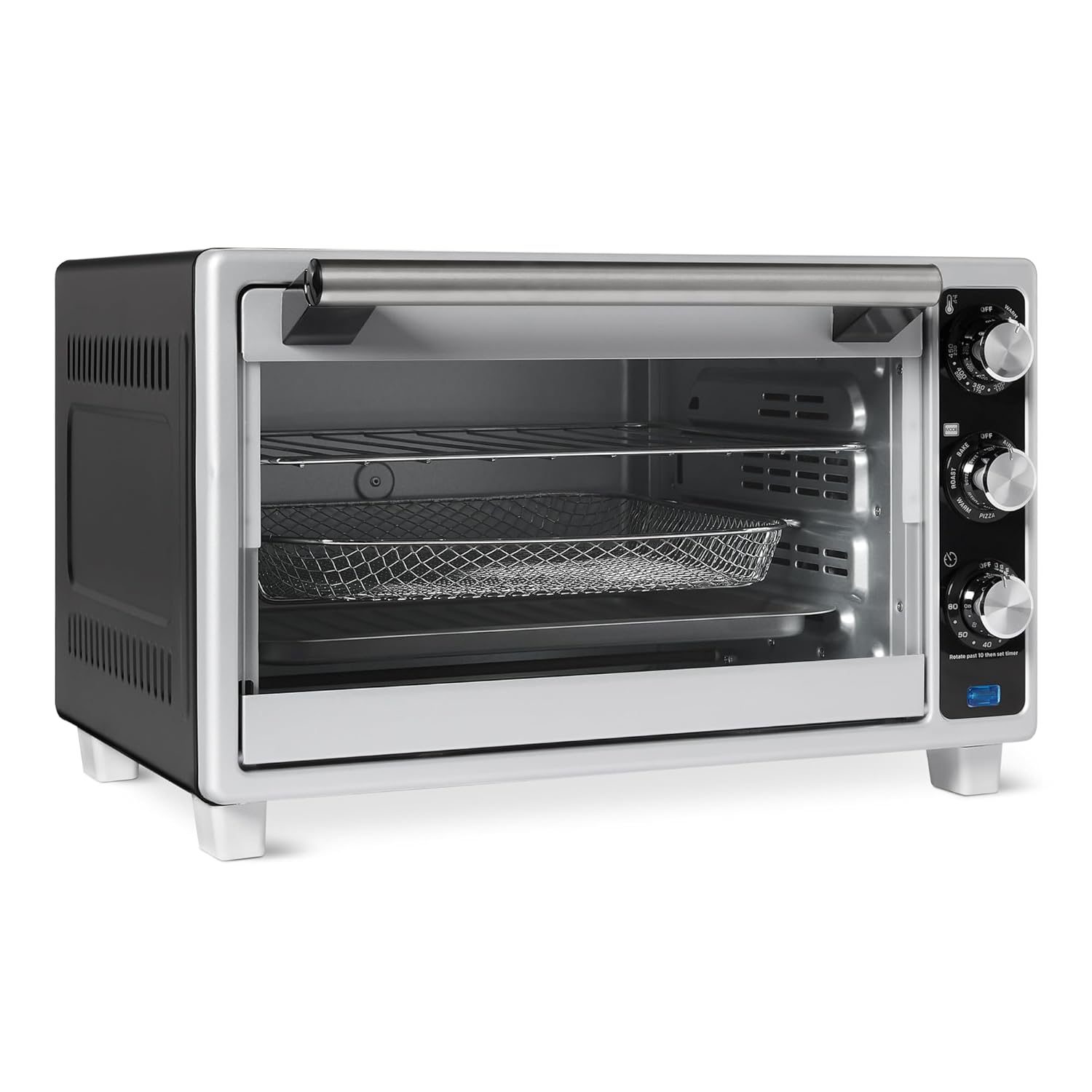 Amazon Basics 6-Slice 23-QT Toaster Oven with Built-In Air Fryer 7-In-1 Cooking Options 60-Min Timer Adjustable Temperature 200
