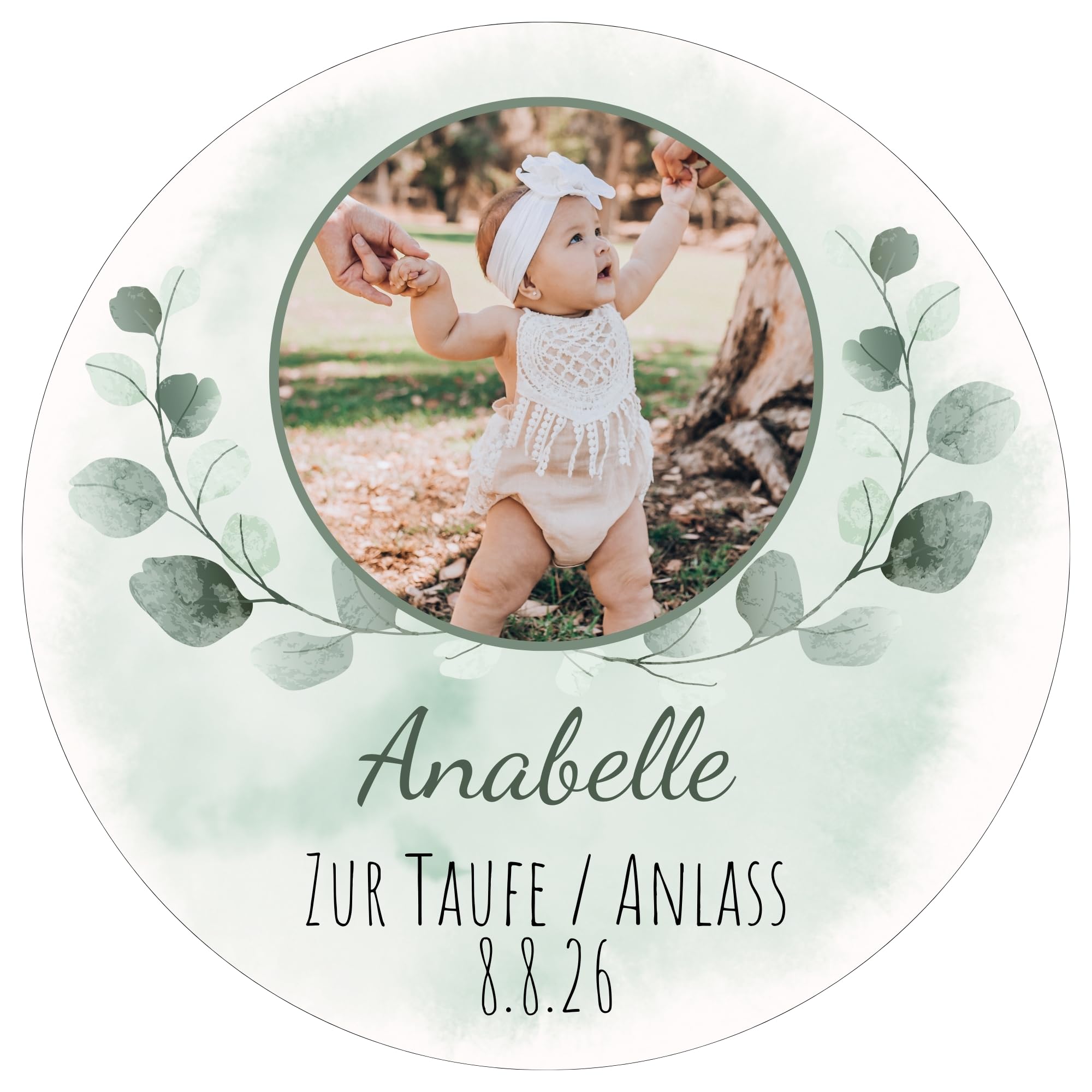 Tortenaufleger essbar mit Wunschfoto und Wunschtext zur Taufe, Kommunion, Konfirmation, Firmung, religiöse Feier (18cm, Oblate)