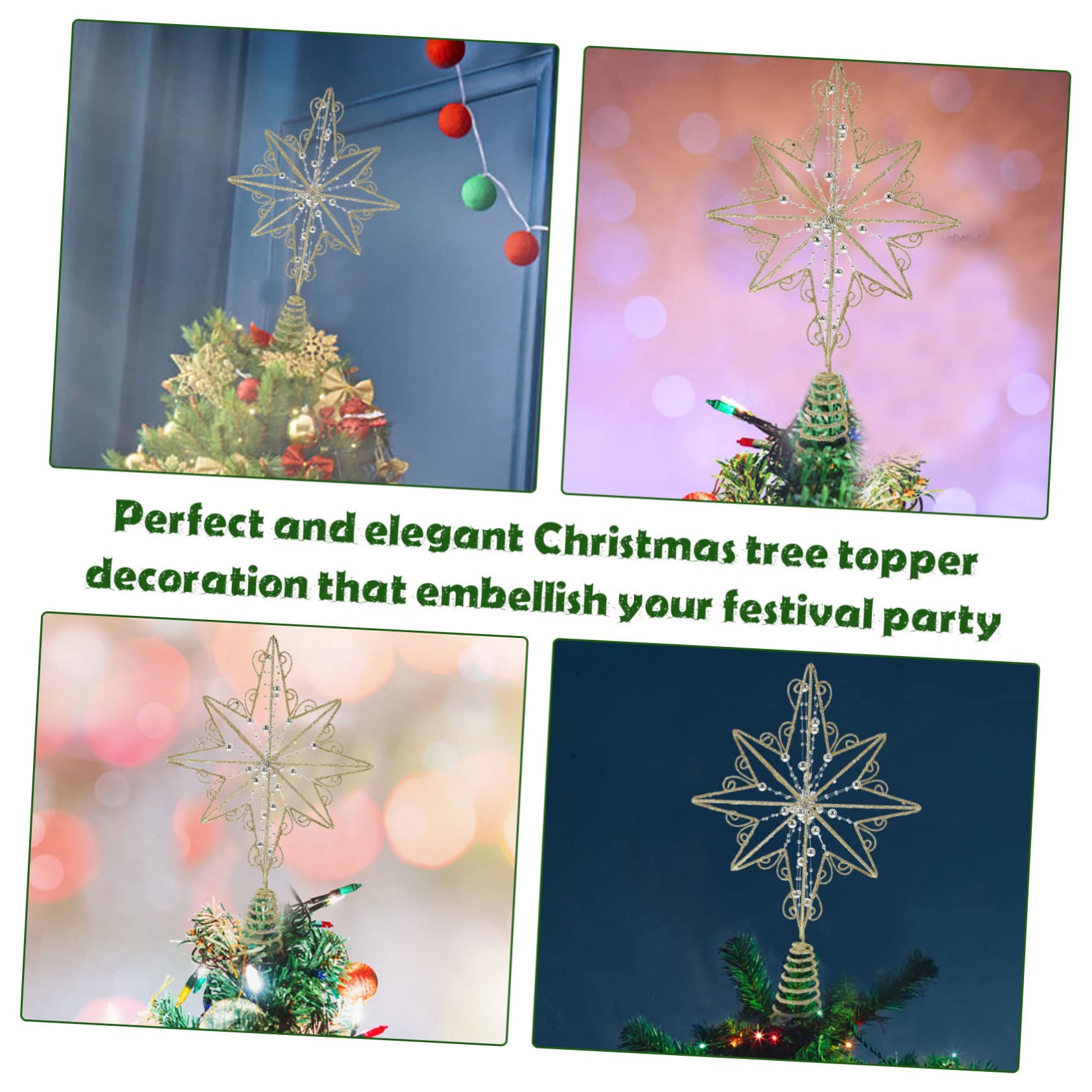 Zerodeko 2 Pièces Étoile De L'anis Ornement Étoile De La des Arbres Décor De La des Étoiles Topper De Sapin De Noël Étoile Scintillante Ornement d'arbre De Noël Le Fer