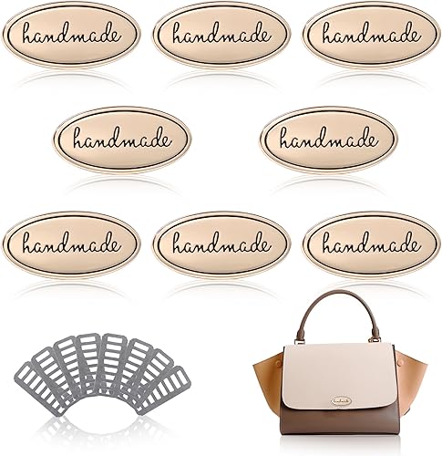 TXIN 8 etiquetas de metal hechas a mano con cuña, multicolor, forma ovalada, aleación hecha a mano, letreros para manualidades, bolsas de hardware,
