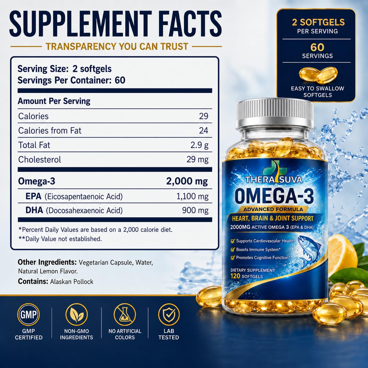 Triple Strength Alaskan Fish Oil, 120 Easy to Swallow Veggie Softgels — Amazon image 6