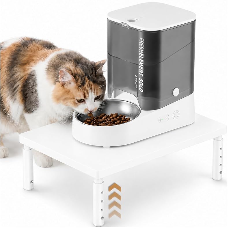 Comedouro Elevado Ajustável para Gatos em Madeira ECOLOVI, Pacote com 1