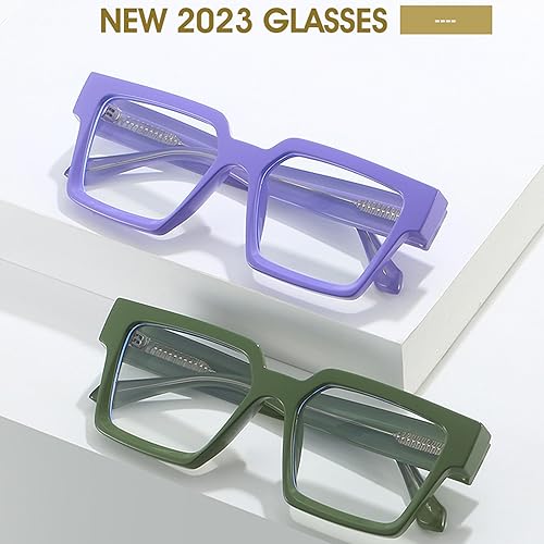 Miniatura 2 de Kursan Lentes cuadrados transparentes para mujeres y hombres, lentes retro de gran tamaño con marco grueso