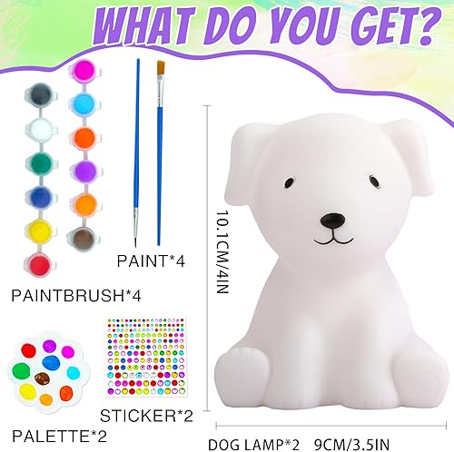 Miniatura 9 de HAPMARS Kit de lámpara de oso de dinosaurio pequeño, 2 piezas, kits de pintura geométrica para niñas y niños de 4 5 6 7 8 9 10 11 12 +, suministros