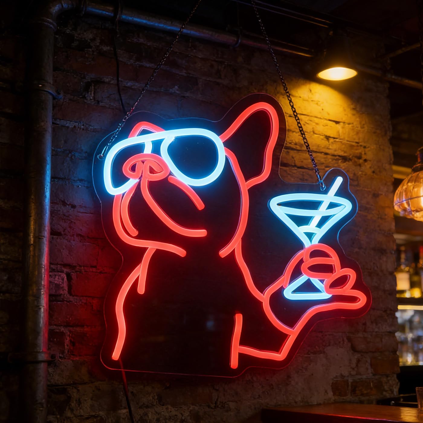 Amazon.co.jp: フレンチブルドッグドリンクLEDネオンライト、ドッグ