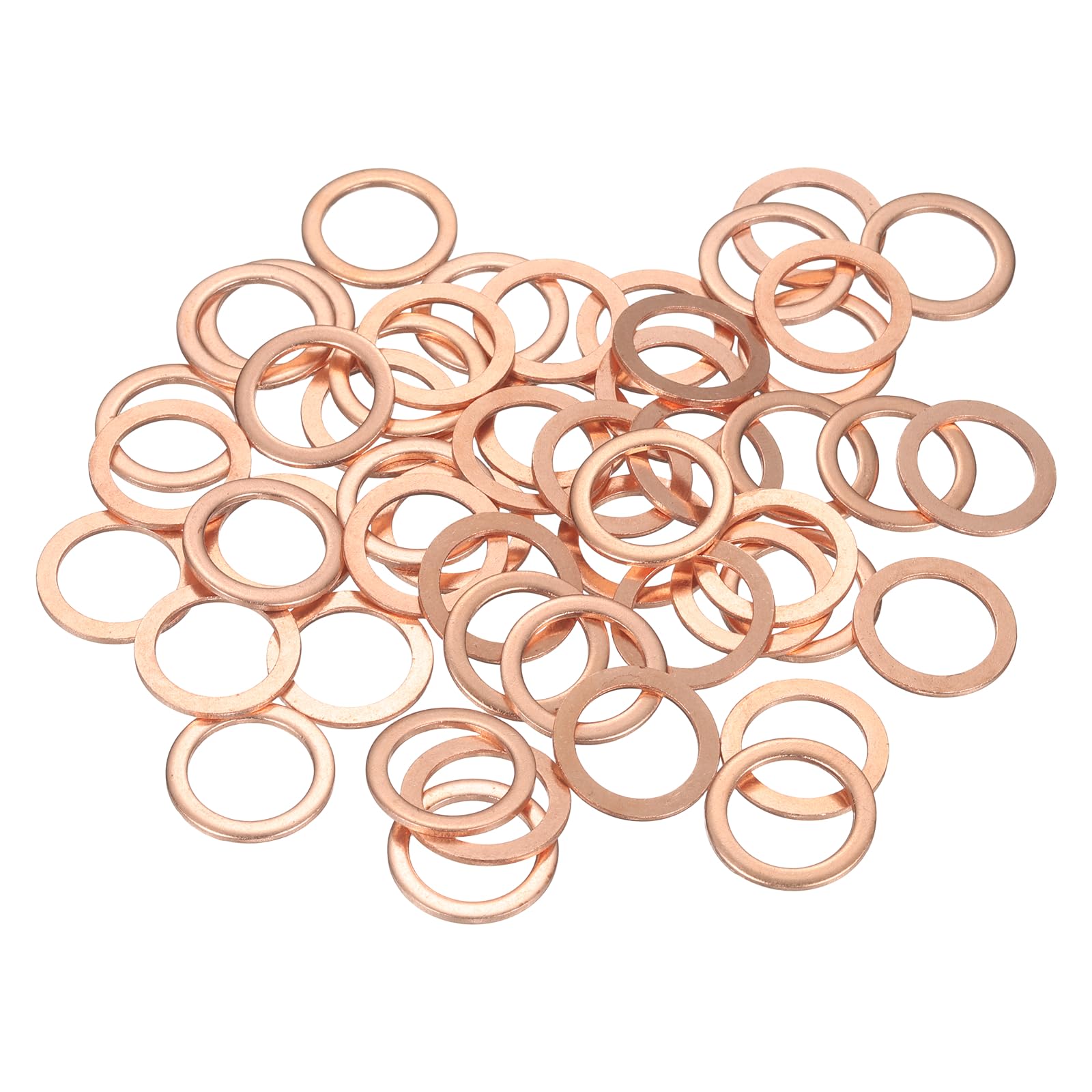 sourcing map 52 Pcs Flat Copper Washers, 16x22x1.5mm Copper Upgraded Flat Metric Sealing Crush Ring Washers for Hydraulic Fittings Screw Bolt Nut Electronic Repair