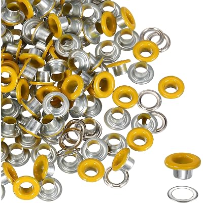 YELARXI Grommets Kit, Metal Eyelets, Grommet Eyelets Kit with Washers 5mm 3/16" Round Inner Hole Fitting for (Fabric/Shoes/Clothes/DIY Crafts/Bag/Belt) 250 Set & Yellow