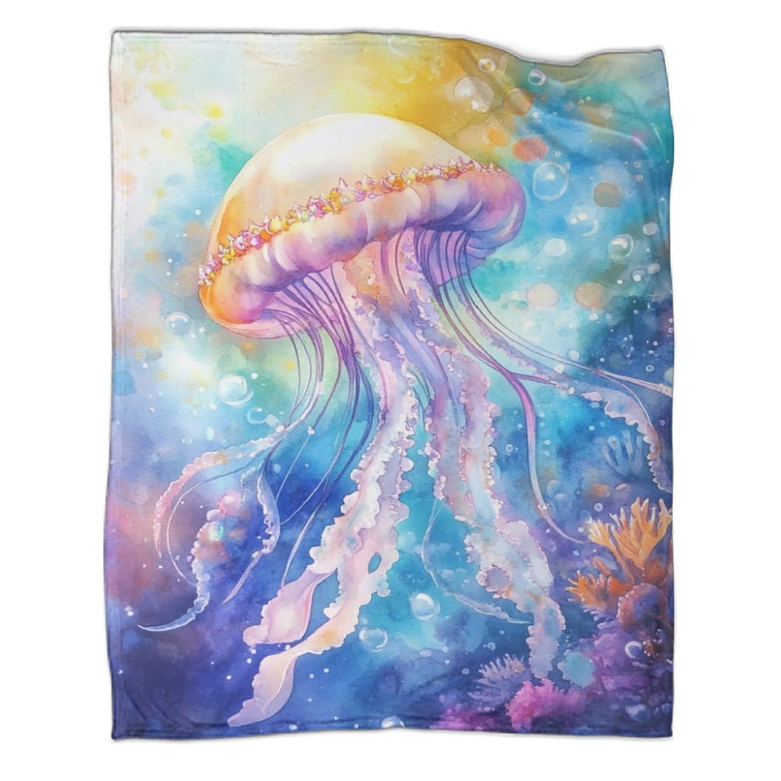 Couverture de voyage anti-froid en microfibre chaude pour lit et canapé Jellyfish