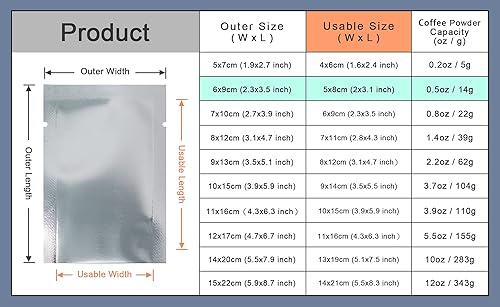 Miniatura 6 de Bolsa de papel de aluminio plateado, sellado térmico, para ventana delantera, de plástico, con parte superior abierta, embalaje al vacío, bolsa de