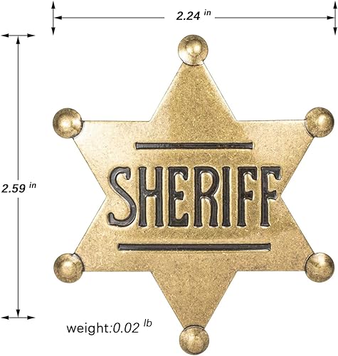 Miniatura 7 de Insignias del sheriff de marca, insignia del sheriff del metal para las niñas y adultos, insignia del chaleco de la policía occidental, insignia del