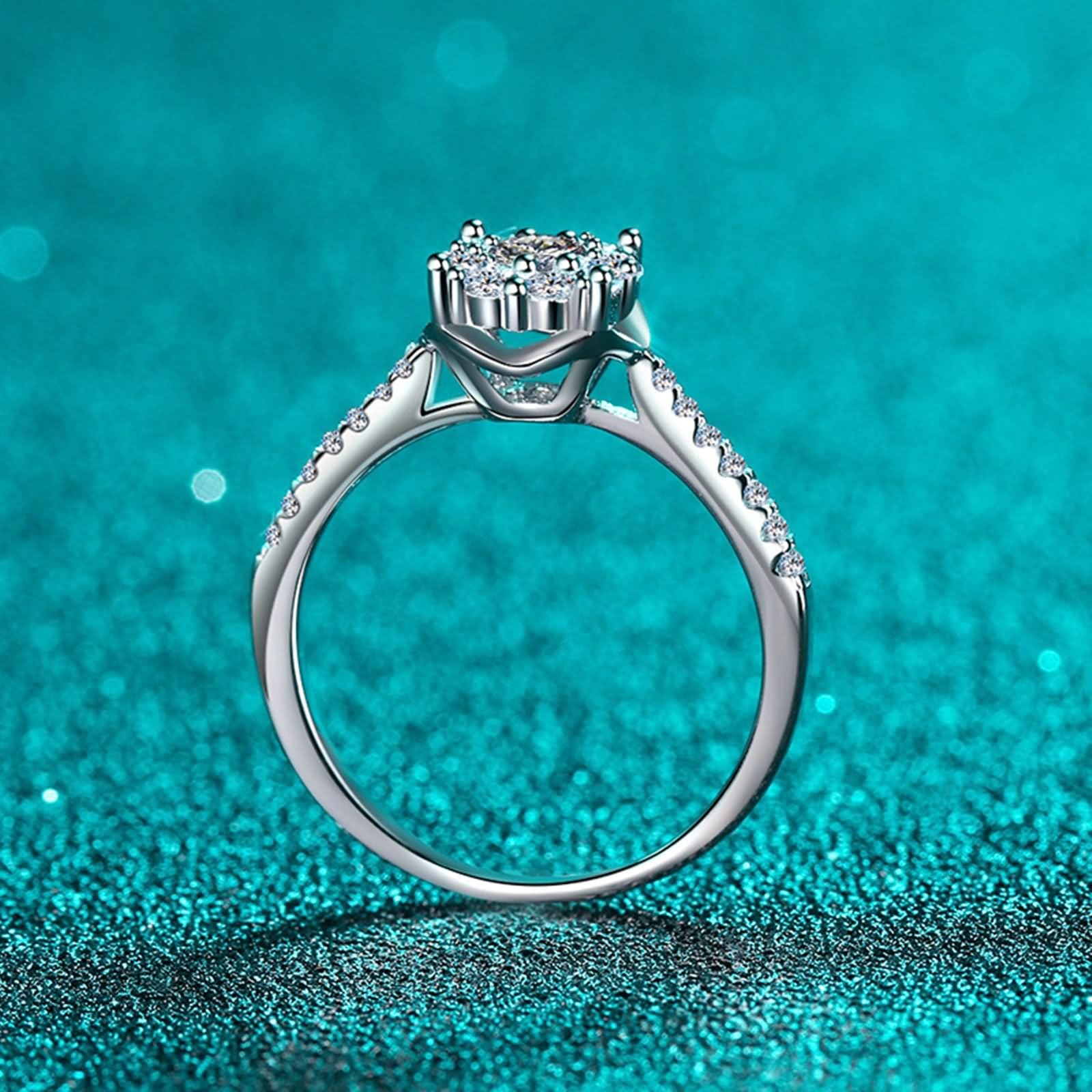 Anello in argento Sterling 925 con moissanite, adatto per feste di compleanno