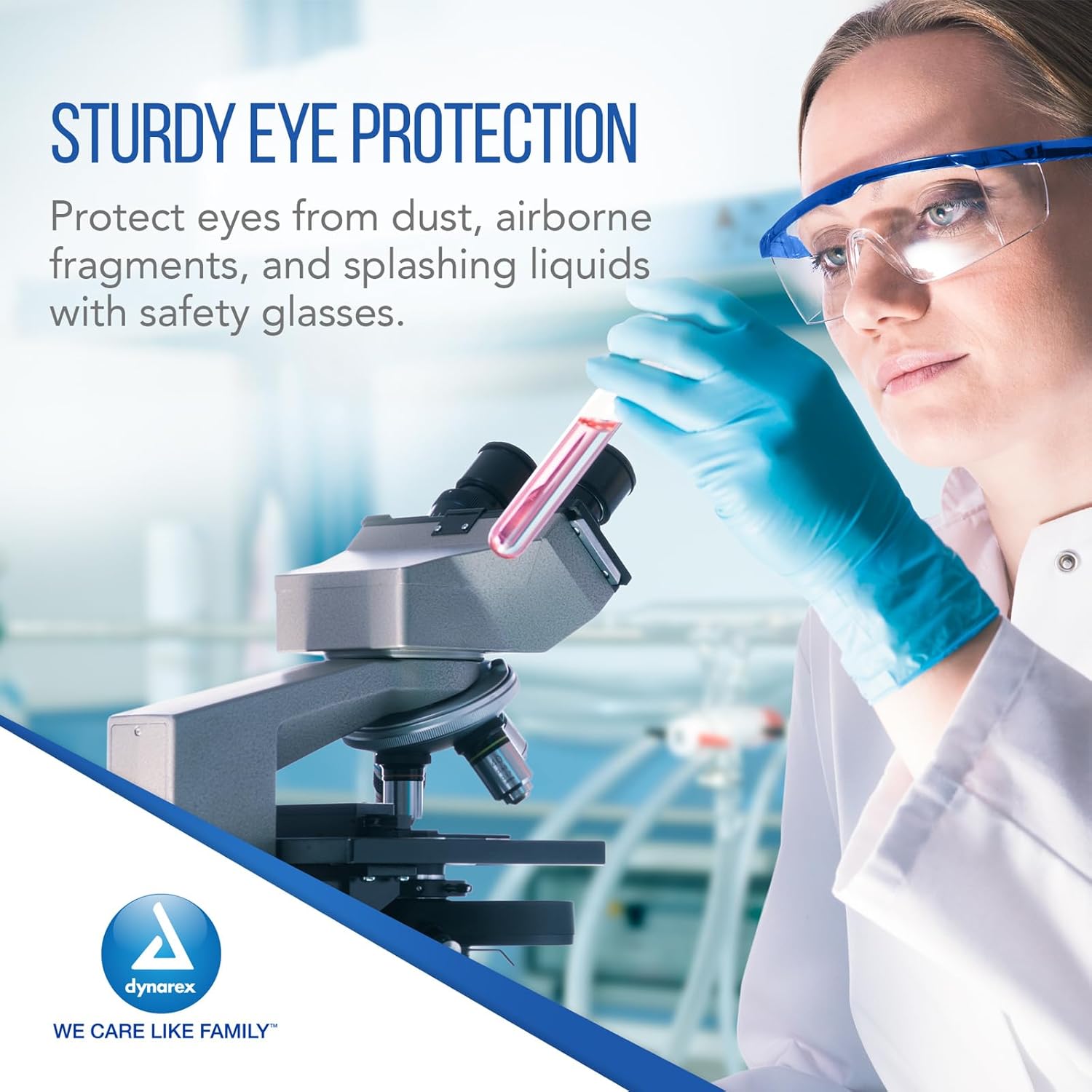 Dynarex 2199 Safety Glass, Blue, Pack of 50