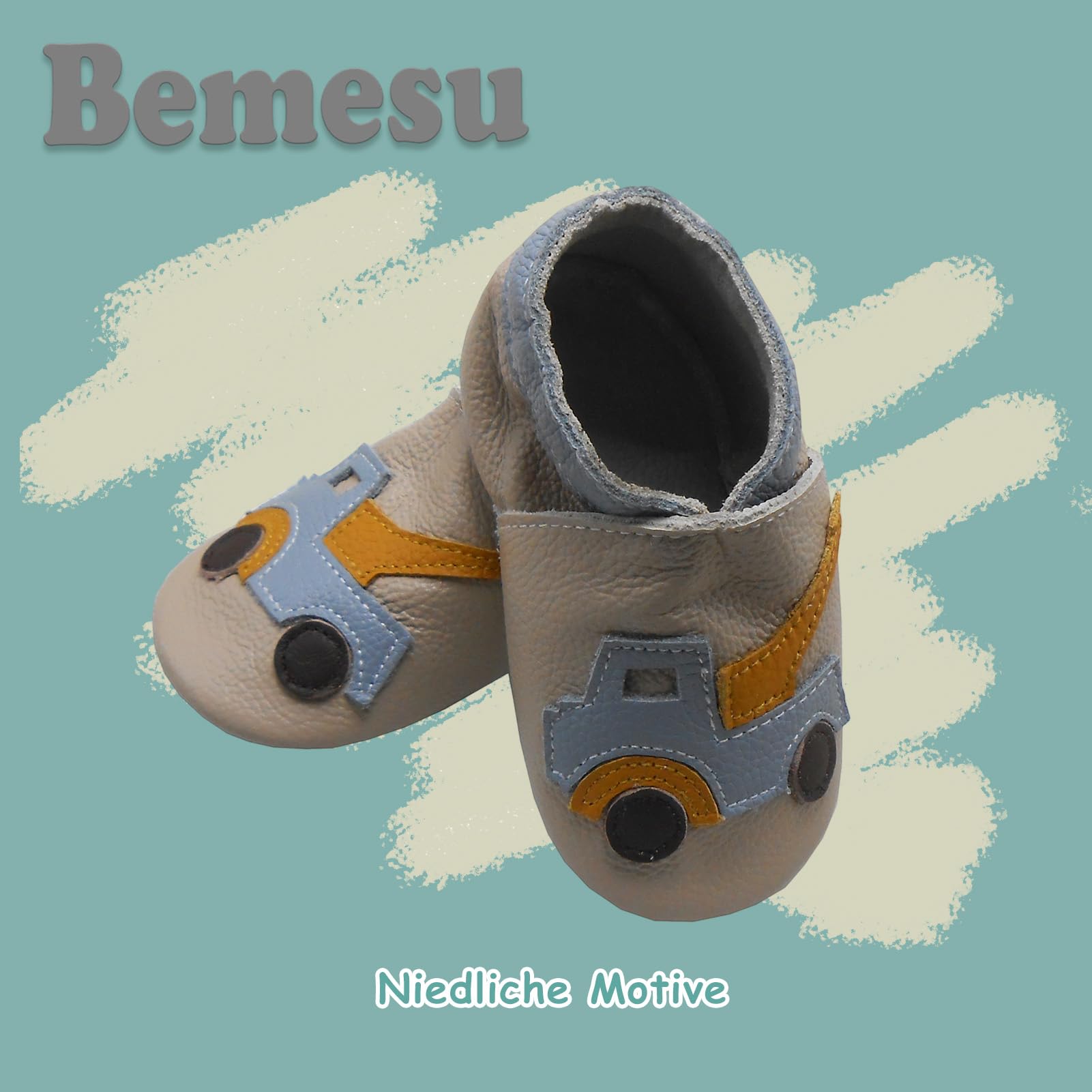 Bemesu Obuwie dziecięce, miękkie skórzane buty do nauki chodzenia, zamszowa podeszwa, buty chłopięce, buty dziewczęce, 0-6 miesięcy, 6-12 miesięcy, 12-18 miesięcy i 18-24 miesięcy