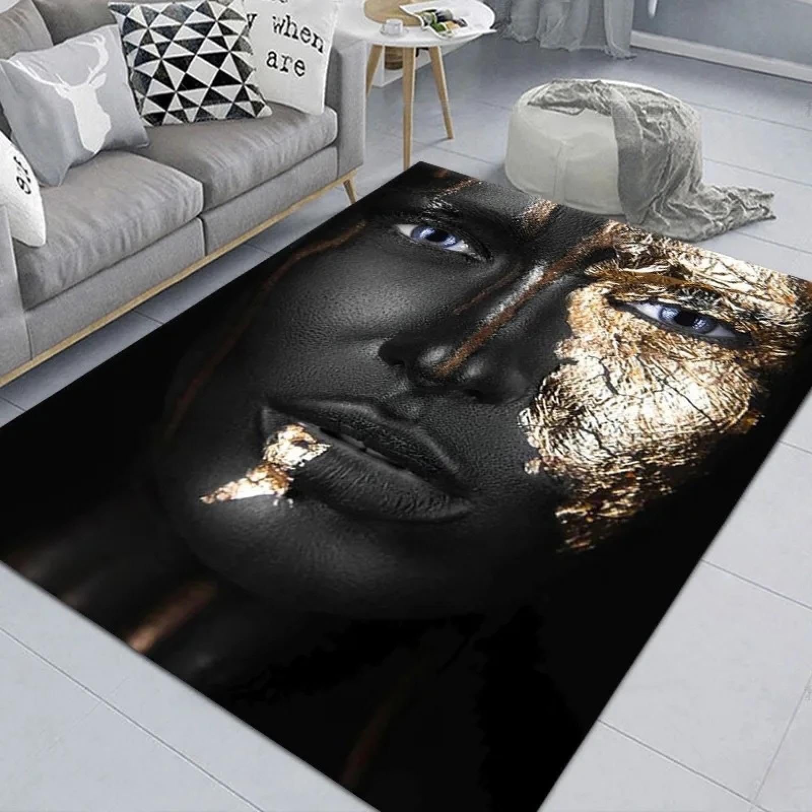 Tapis motif femme africaine coloré pour décoration de chambre moderne