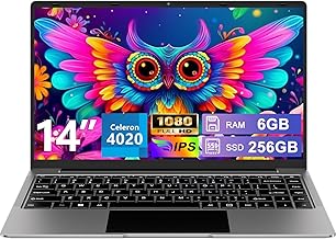 Win11 Laptop 14" 256GB SSD Support 1TB SSD Portable Expansion 2.4G+5G WiFi BT4.2 Mini Multimedi Port 1920x1080 FHD with Wireless Mouse and Spanish Keyboard Membrane – Gray-FXJ