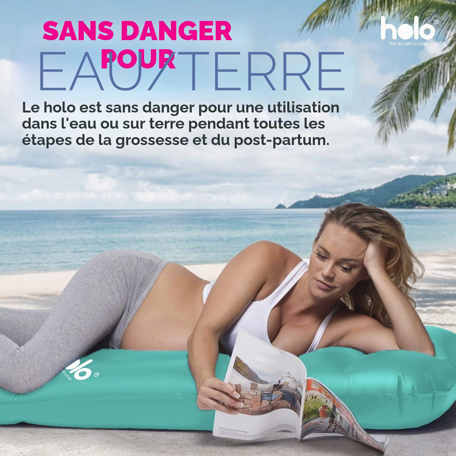 HOLO Matelas Gonflable pour Femme Enceinte, Matelas de Repos doté d’Un Trou pour Le Ventre idéal Pendant la Grossesse (Mint)