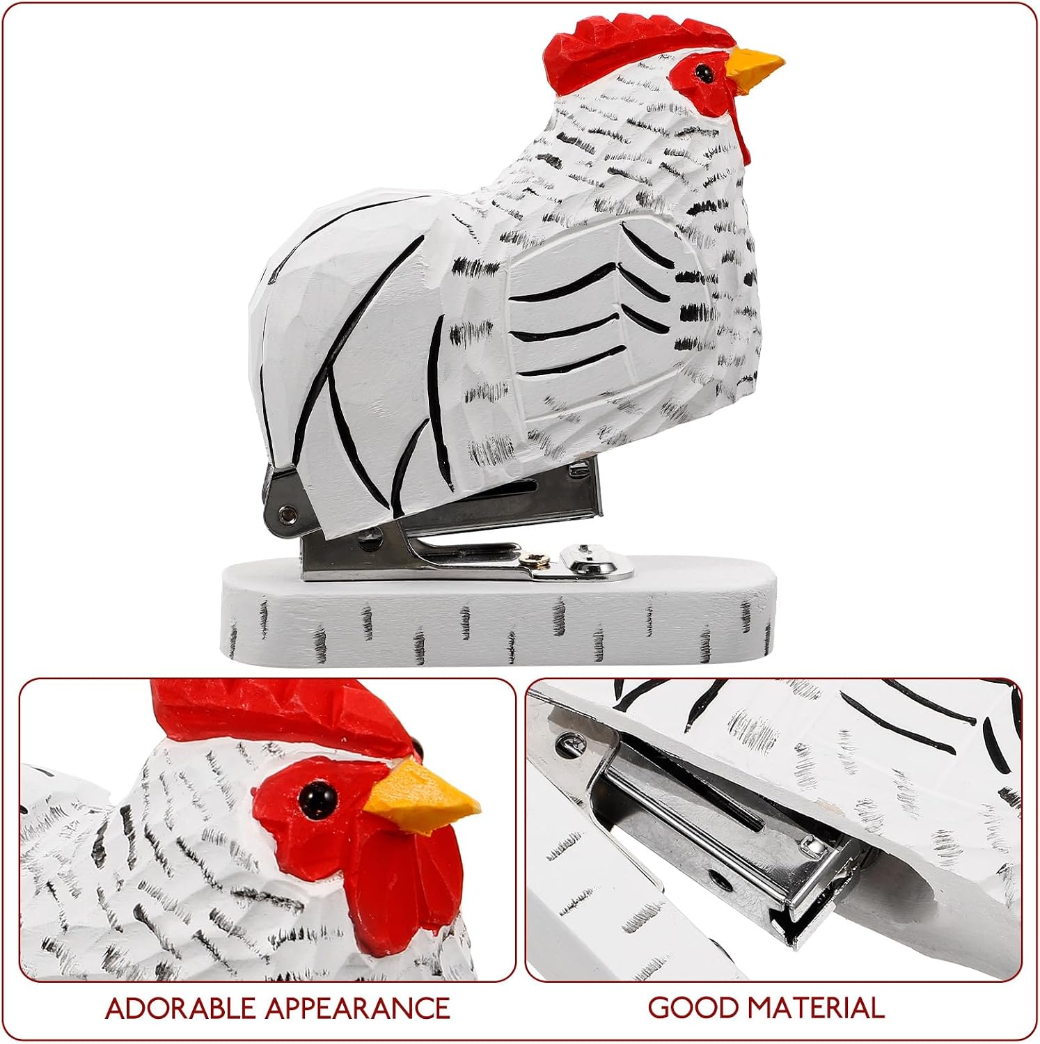 SEWACC Rooster Stapler Novelty Animal Stapler for Desk Reusable Paper Chicken Office Supplies Manual Desktop for Home School and Office Use 3.93 X 3.46 X 1.37 in image 5
