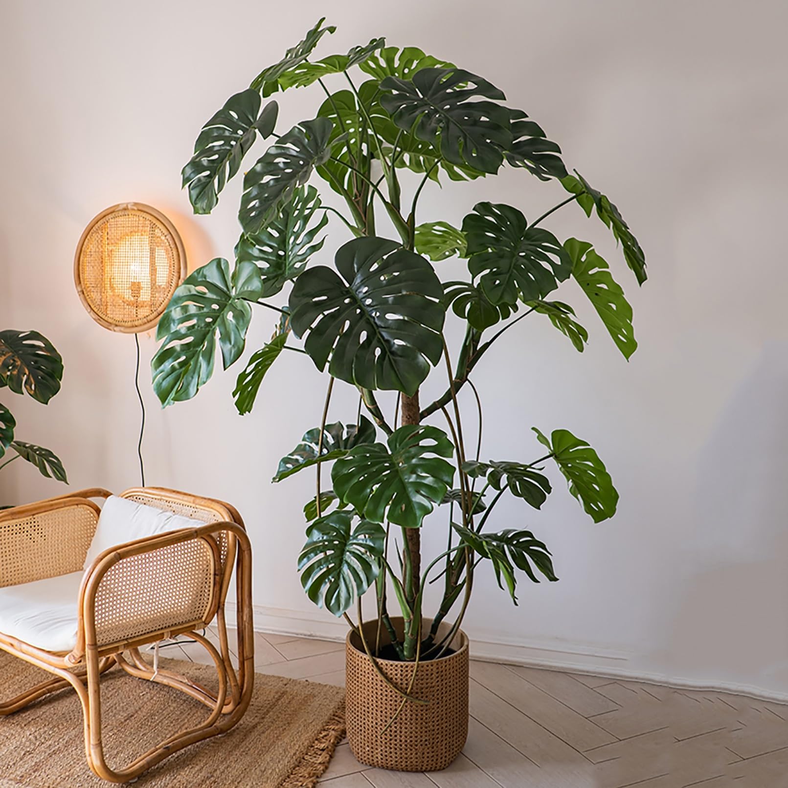 Monstera sztuczna roślina w doniczce, tropikalne sztuczne rośliny