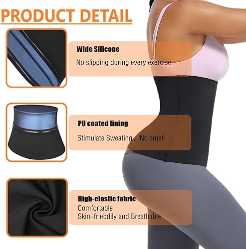 Miniatura 3 de huiming Traje de sauna reductor de cintura para mujer, cinturón de entrenamiento de cintura, cinturón adelgazante de sauna para mujer, talla grande