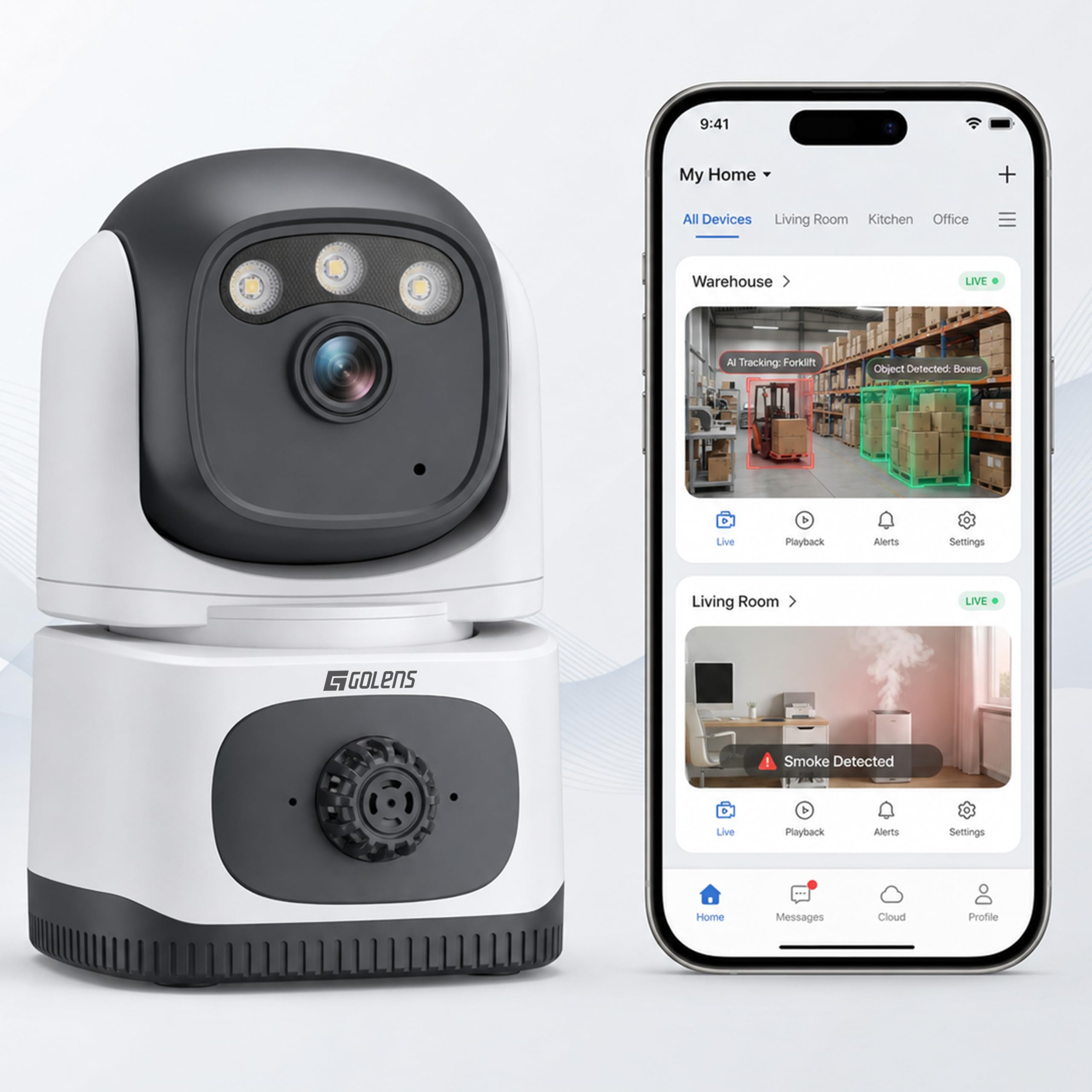 Golens Wireless CCTV Camera for Home Outdoor with Motion & Smoke Detection | 1080P HD WiFi IP Camera | Pan/Tilt | Full-Color Night Vision | Two-Way Audio | Mobile Access | WC23K-picture-10