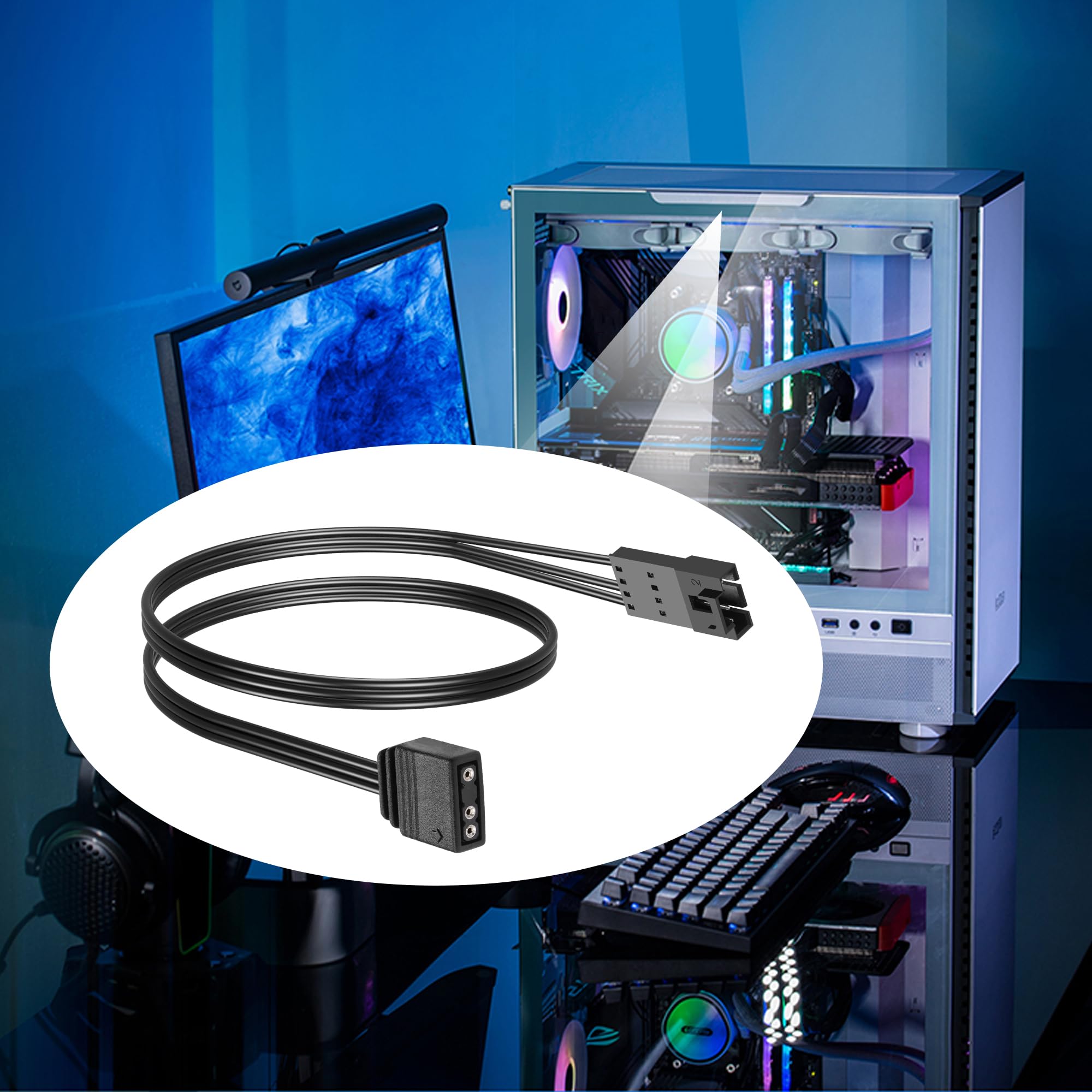 GINTOOYUN 2 Corsair Ship 4 pines a 3 pines RGB cable para Corsair Ship SP/hd/ML RGB ventilador y más(11,81 pulgadas)