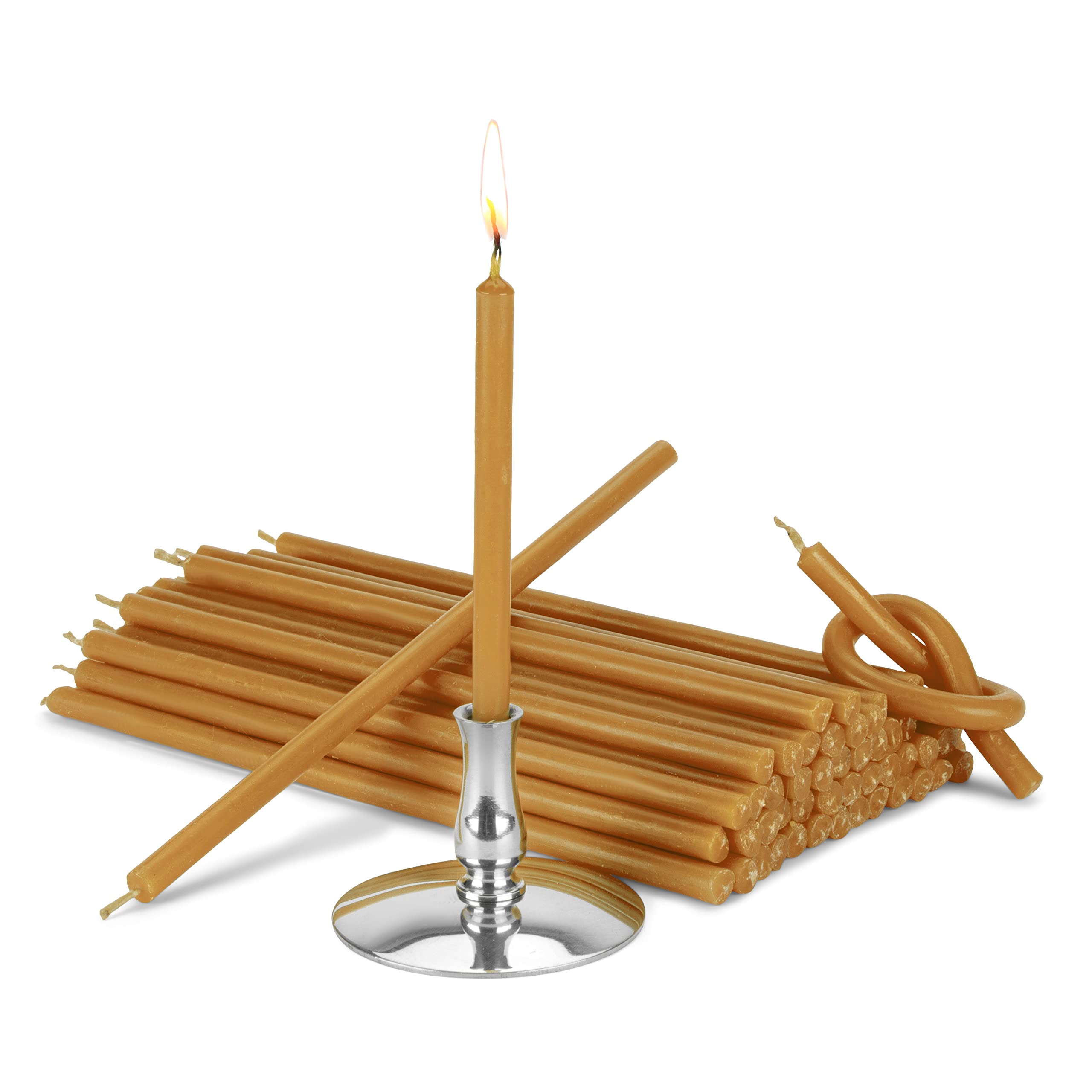 Bougies en cire d'abeille jaune avec bougeoir pour rituel apaisant
