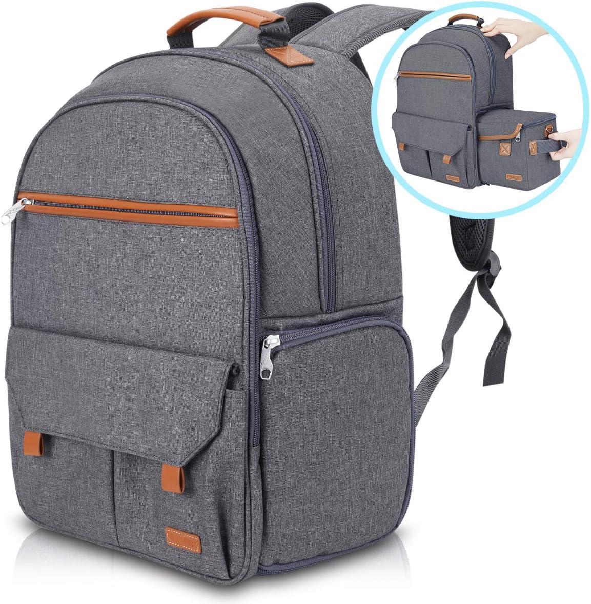 Endurax Waterproof Camera Backpack for Women and Men Fits 15.6" Laptop with Build-in DSLR Shoulder Photographer Bag (Cool Gray)